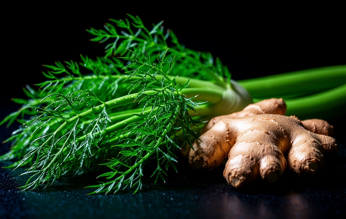 Frischer Ingwer und Fenchel